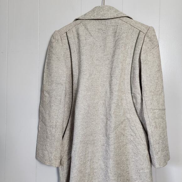 Vintage Alorna Wool Herringbone Coat Classic Double Breasted Overcoat Old Money - Picture 13 of 14